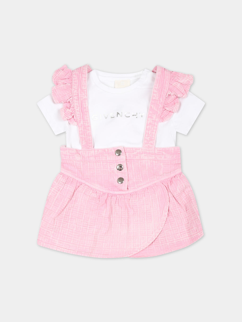 Pink suit for baby girl with logo